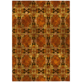 3' X 4' Orange and Rust Floral Medallion Washable Non Skid Indoor Outdoor Area Rug